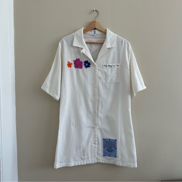 ALEXANDER MCQUEEN Genesis Ii Embroidered Printed Cotton-Canvas Mini Shirt Dress - Picture 3 of 8